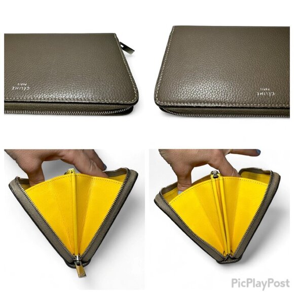 CELINE Leather Zip Around Long Wallet - Brown - Picture 13 of 15
